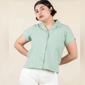 Discontinued Big Bud Press Sage Green pantry button up 100% cotton
